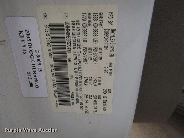 image for item DG6738 2005 Dodge Durango SUV