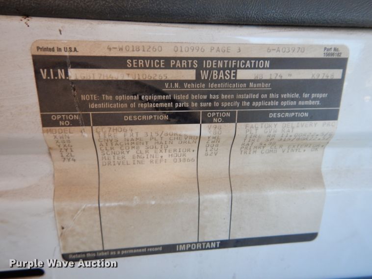 image for item DH2699 1996 Chevrolet Kodiak C6500 dump truck