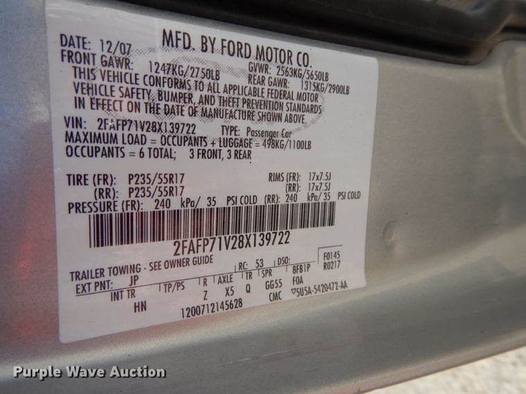 image for item DH4255 2008 Ford Crown Victoria Police Interceptor