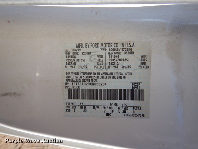 image for item EC9240 1999 Ford F150 pickup truck