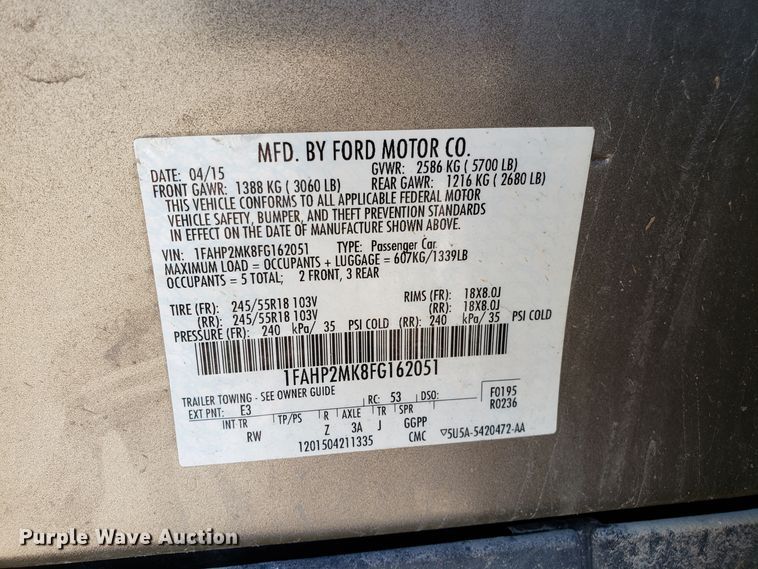 image for item ET9990 2015 Ford Taurus Police