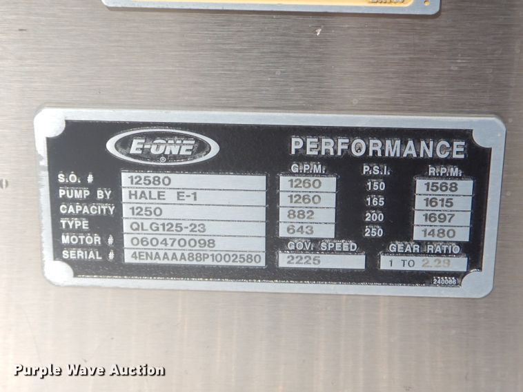 image for item EY9275 1993 E-one Hurricane fire truck