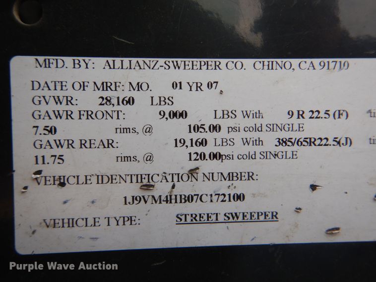 image for item FF9082 2007 Allianz 4000 street sweeper