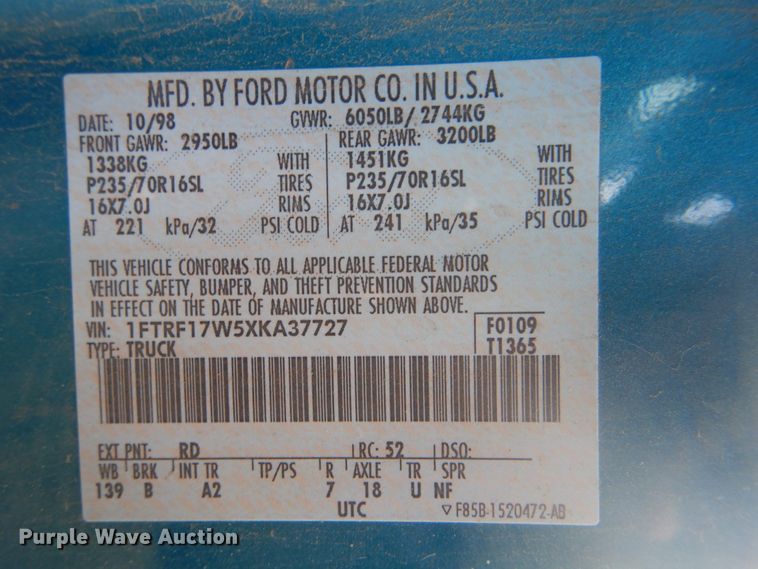 image for item FF9084 1999 Ford F150 pickup truck