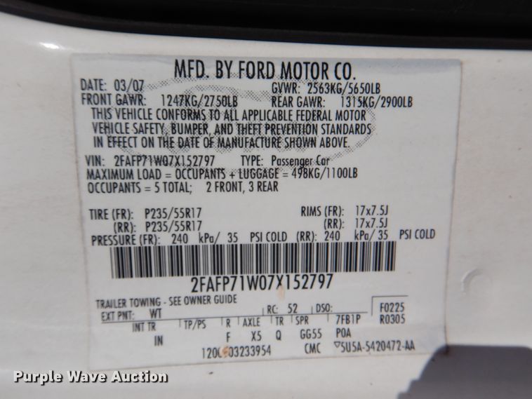 image for item FF9154 2007 Ford Crown Victoria Police Interceptor