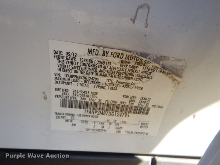 image for item FF9155 2013 Ford Taurus Police