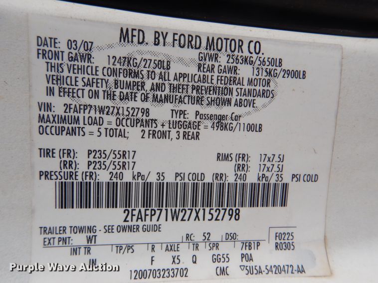 image for item FF9158 2007 Ford Crown Victoria Police Interceptor