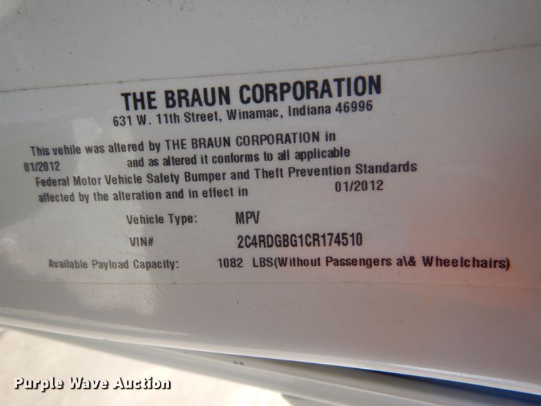 image for item FF9171 2012 Dodge Grand Caravan handicap accessible van