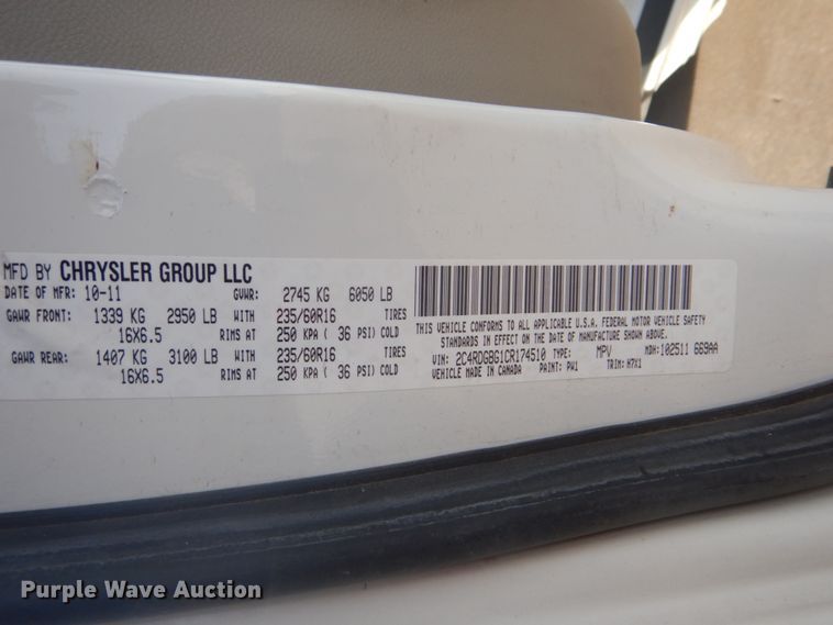 image for item FF9171 2012 Dodge Grand Caravan handicap accessible van