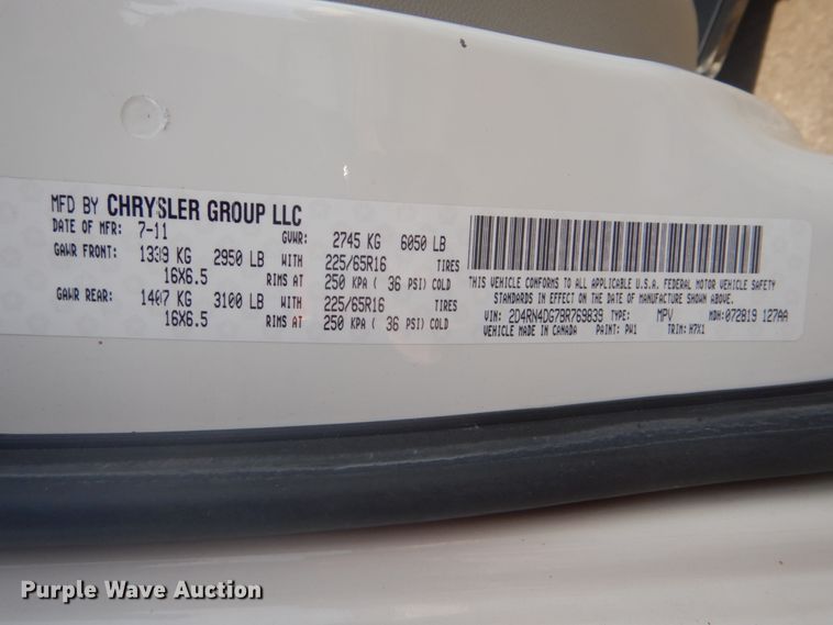 image for item FF9177 2011 Dodge Grand Caravan handicap accessible van