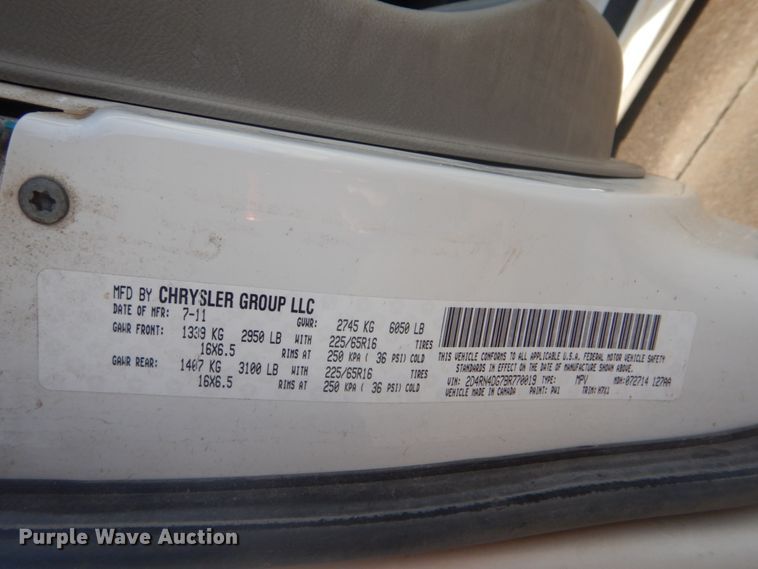 image for item FF9178 2011 Dodge Grand Caravan handicap accessible van