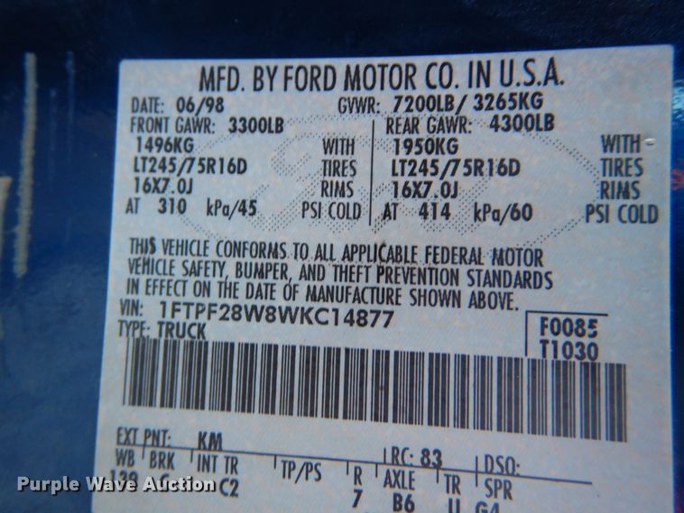 image for item GC9442 1998 Ford F150 pickup truck