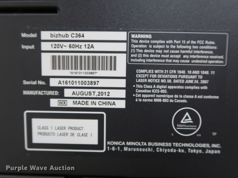 image for item GD9846 2012 Konica Minolta Bizhub C364 all-in-one copier