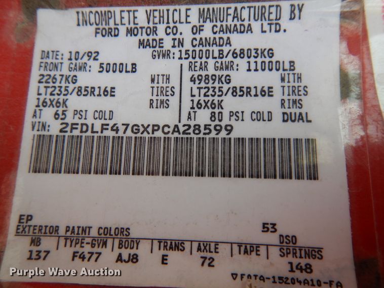 image for item GJ9077 1993 Ford F450 Super Duty brush fire truck