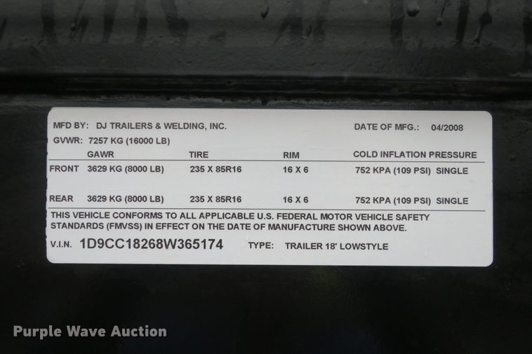 image for item DB10102 2008 DJ utility trailer