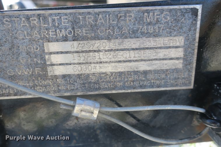 image for item DB10104 2014 Starlite 82-1835ALDV utility trailer