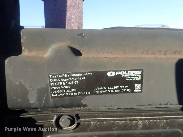 image for item DC3475 2015 Polaris Ranger XP900 utility vehicle