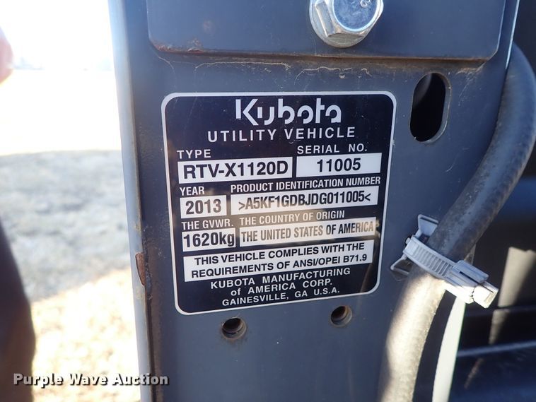 image for item DC3476 2013 Kubota RTV-X1120DW-HS utility vehicle