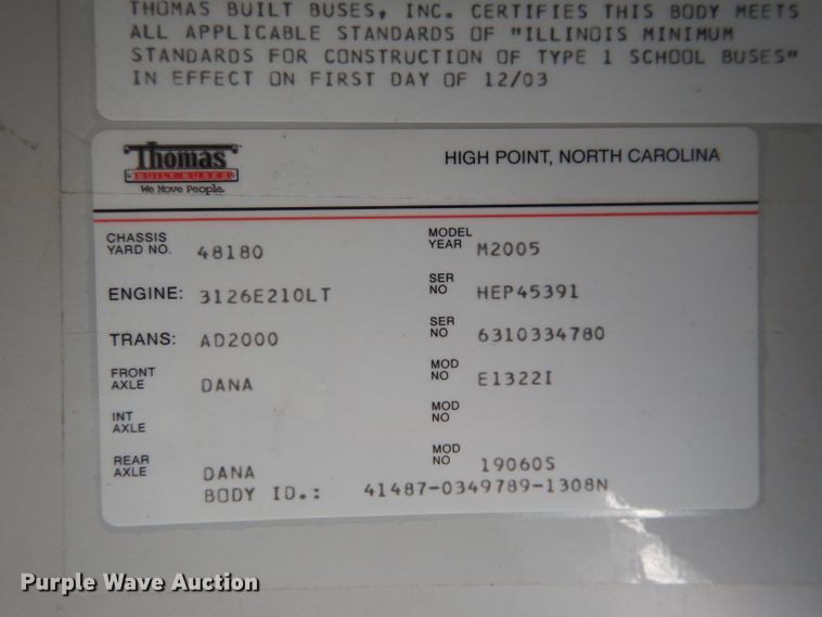 image for item DG5877 2005 Thomas Saf-T-Liner MVP EF school bus