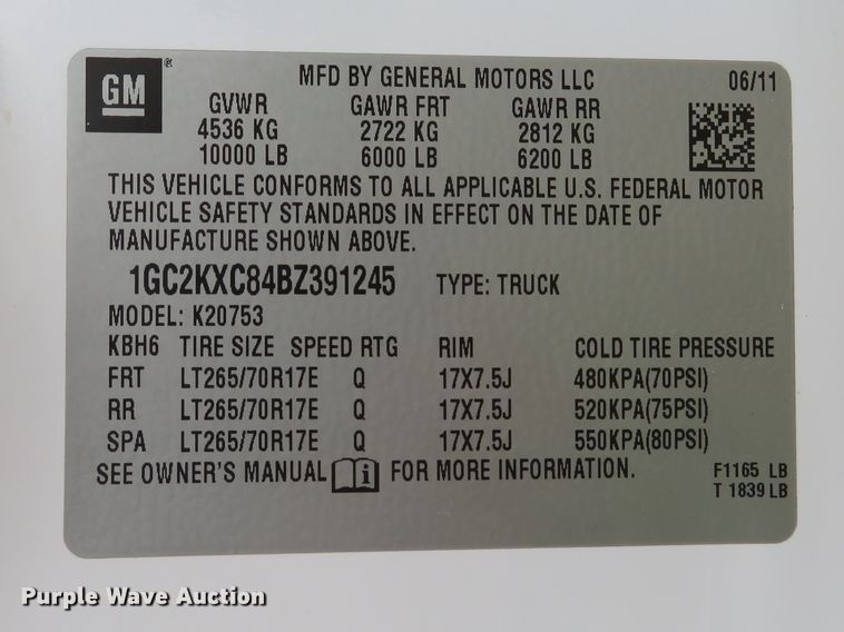 image for item DH1668 2011 Chevrolet Silverado 2500HD Ext. Cab pickup truck