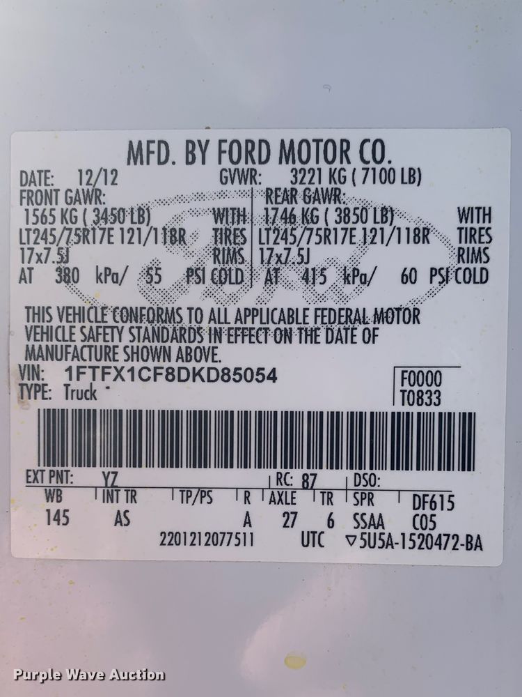 image for item DH1679 2013 Ford F150 XL SuperCab pickup truck