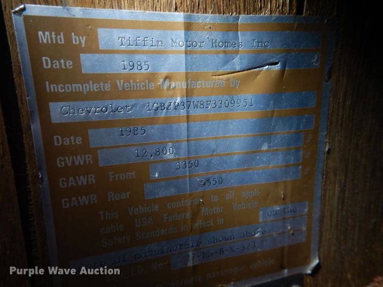 image for item DH2733 1985 Chevrolet Allegro RV