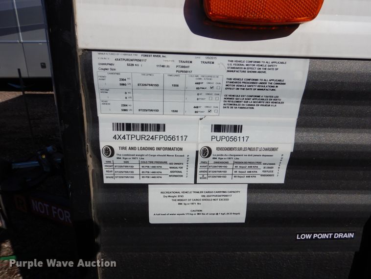 image for item EC9059 2015 Forest River Puma camper