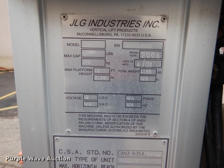 image for item EC9181 2001 JLG 12SP vertical lift