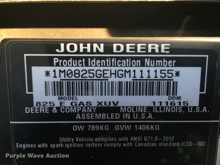 image for item FK9553 2016 John Deere 825i Gator utility vehicle