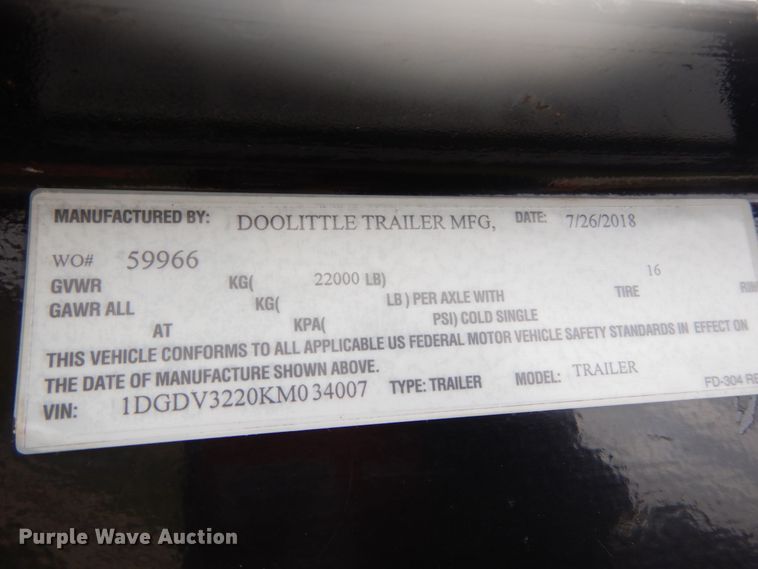 image for item GC9362 2019 Doo Little Brute equipment trailer