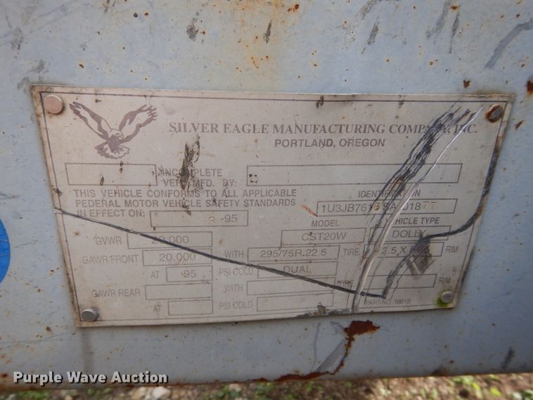 image for item GF9911 1995 Silver Eagle CST20W trailer dolly