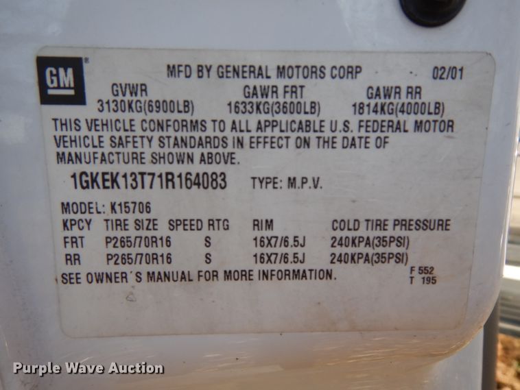 image for item GJ9083 2001 GMC Yukon SUV
