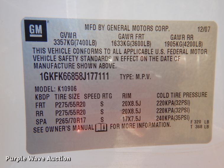 image for item GJ9088 2008 GMC Yukon Denali XL SUV