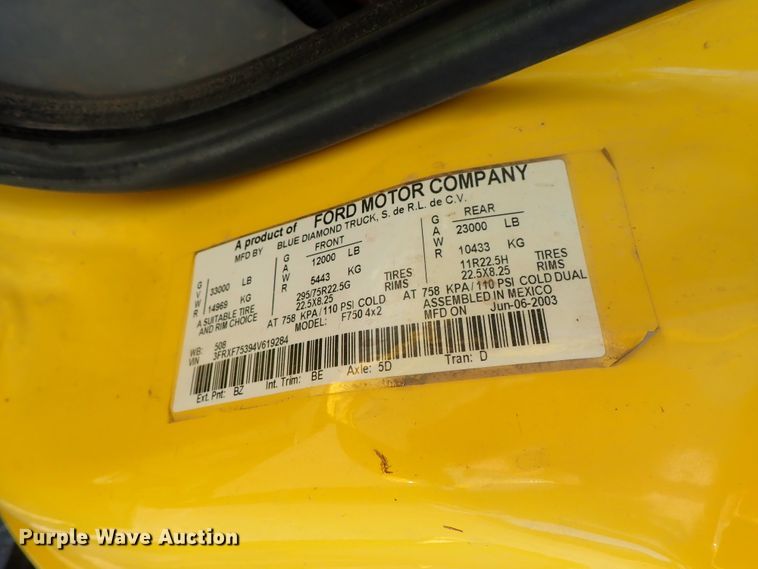 image for item DB7545 2004 Ford F750 Super Duty digger derrick truck