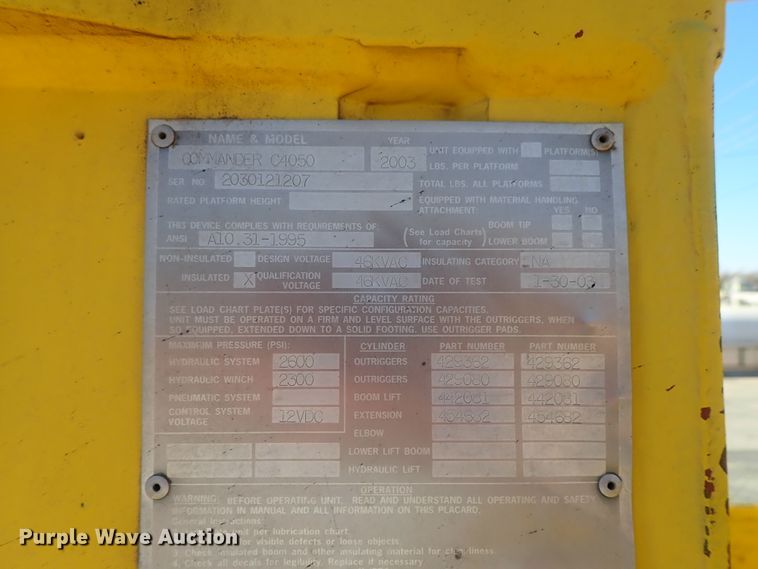 image for item DB7545 2004 Ford F750 Super Duty digger derrick truck