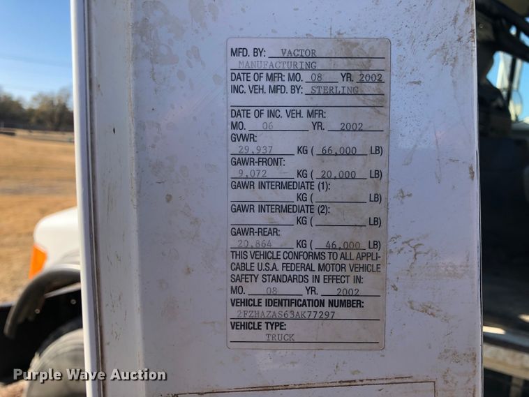 image for item DB7560 2003 Sterling L-Line vacuum truck