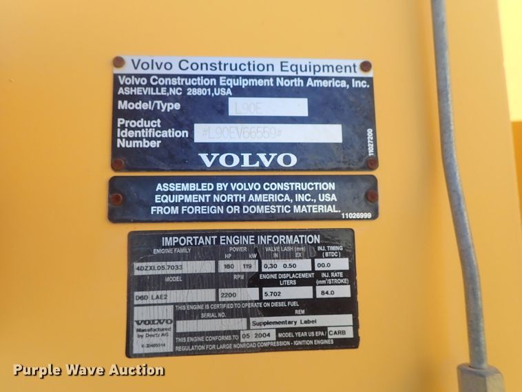 image for item DB7561 2004 Volvo L90E wheel loader