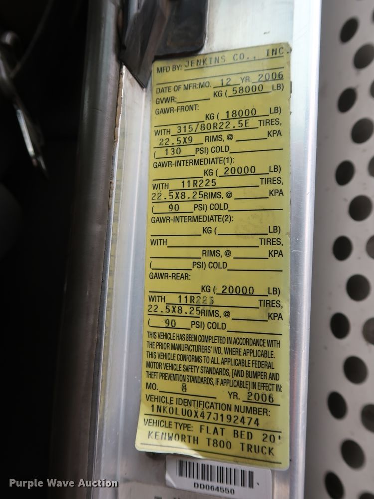 image for item DG4234 2007 Kenworth T800 dump truck