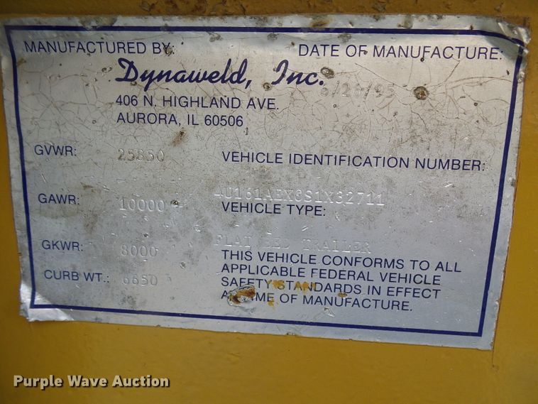 image for item DG5536 1995 Dynaweld equipment trailer