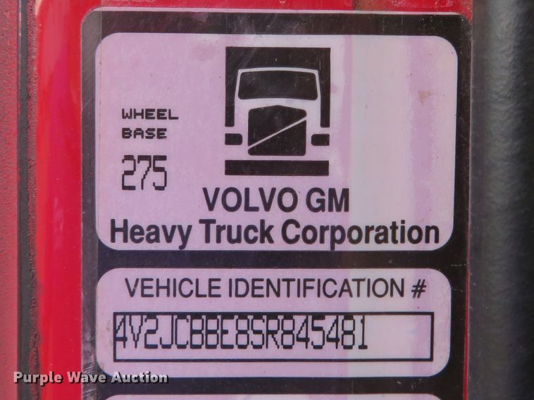 image for item DH1628 1995 White GMC WG crane truck