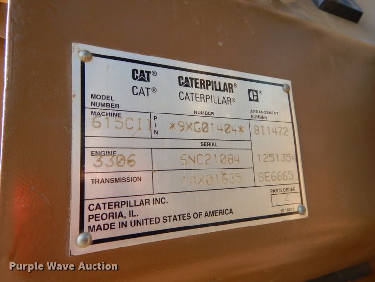 image for item DH2719 2000 Caterpillar 615C Series II elevating scraper