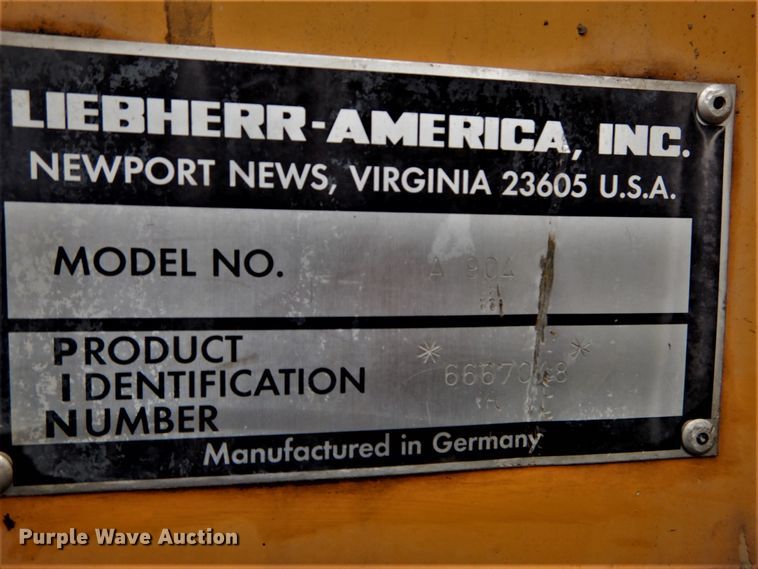 image for item DH5018 Liebherr A904 rubber tire excavator