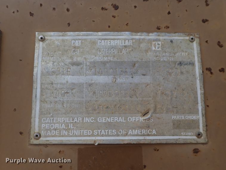 image for item DI1783 1990 Caterpillar 631E Series II conventional scraper