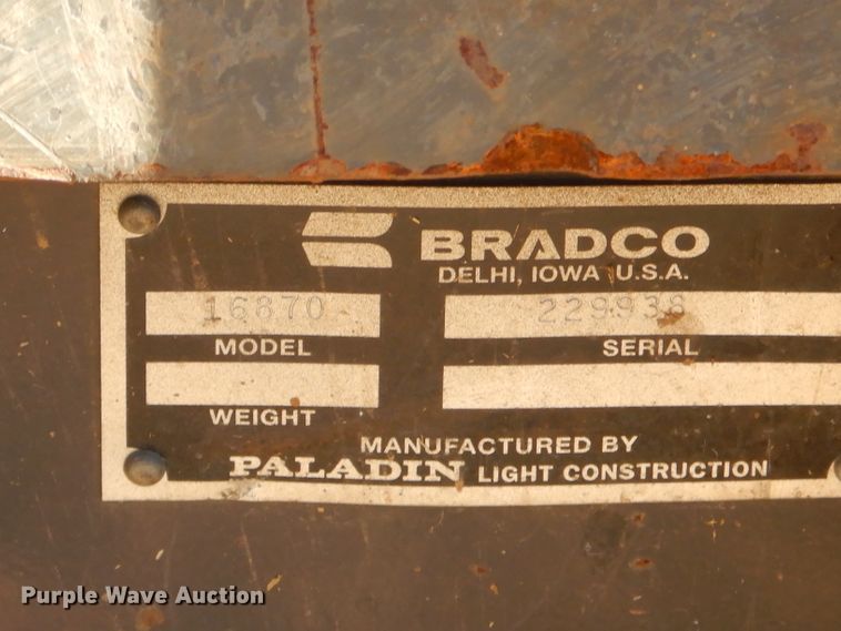 image for item EY9358 Bradco 16870 skid steer pallet forks