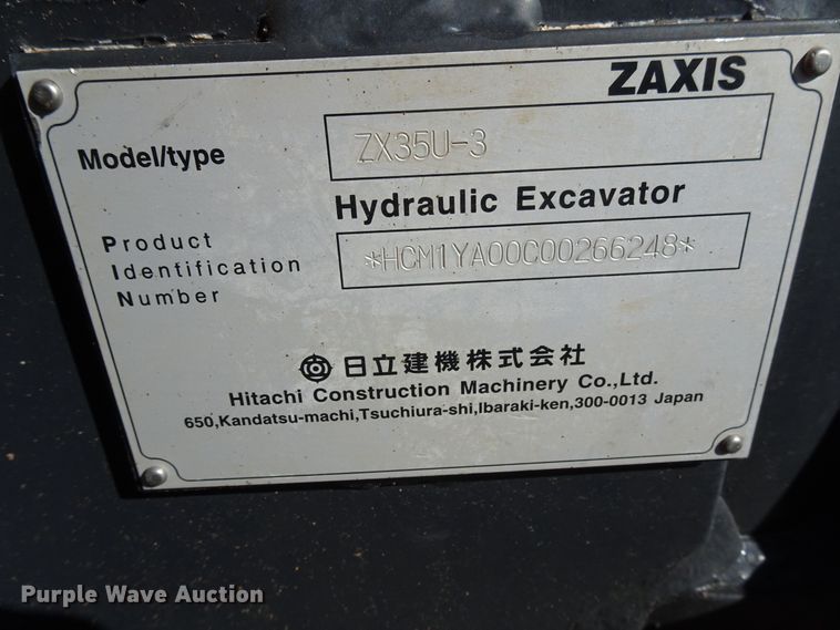 image for item GC9116 2010 Hitachi ZX35U-3 mini excavator