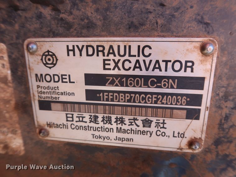image for item GD9880 2016 Hitachi ZAXIS ZX160LC-6N excavator