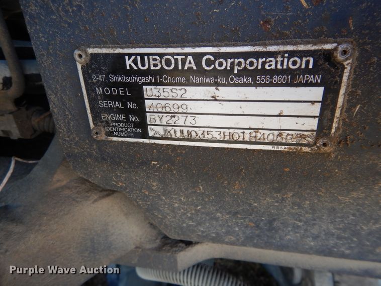 image for item GF9784 2012 Kubota U35 Super Series 2 mini excavator