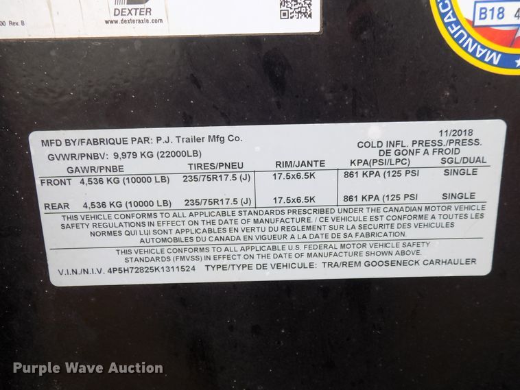 image for item FK9910 2019 PJ equipment trailer