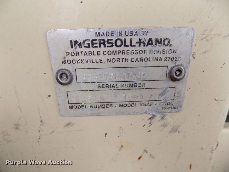 image for item FK9916 1999 Ingersoll Rand P185WJD air compressor