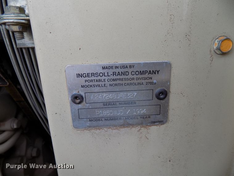 image for item FK9919 1994 Ingersoll Rand P185DWJD air compressor